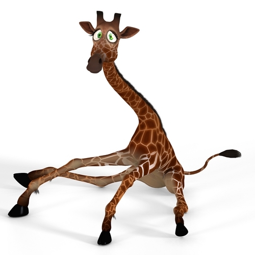 Funny picture of sitting giraffe.